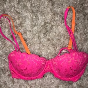 Hot pink lace push up bra Victoria’s Secret